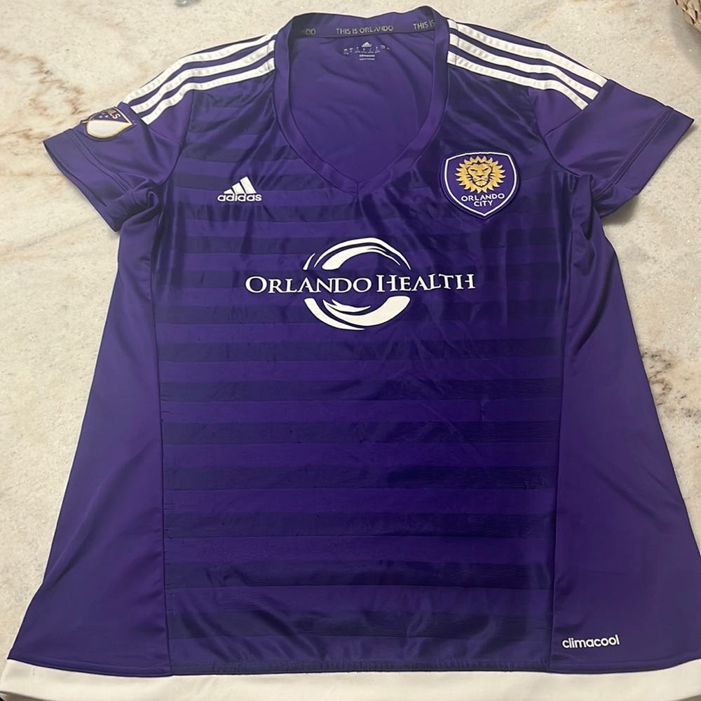 Orlando City Soccer Jersey Adidas Climacool Women’s Purple Short Sleeve